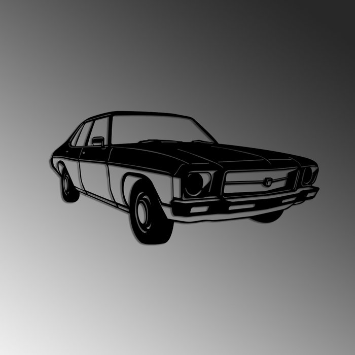 Wallity Vintage Sedan Holden Kingswood Escultura de Pared Negra